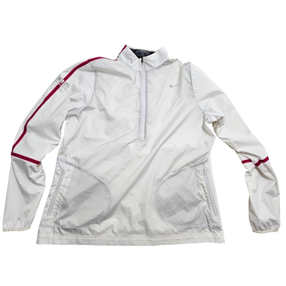 Nike Golf Mens XL 1/4 Zip Windbreaker White Pink 3M Championship 582786-100